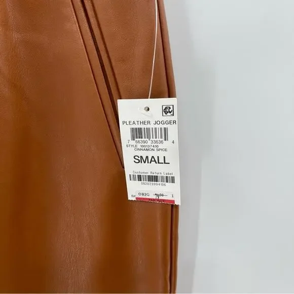 NWT INC Faux Leather High Rise Jogger Pull On Pants in Cinnamon Spice Size Small - Picture 4 of 13